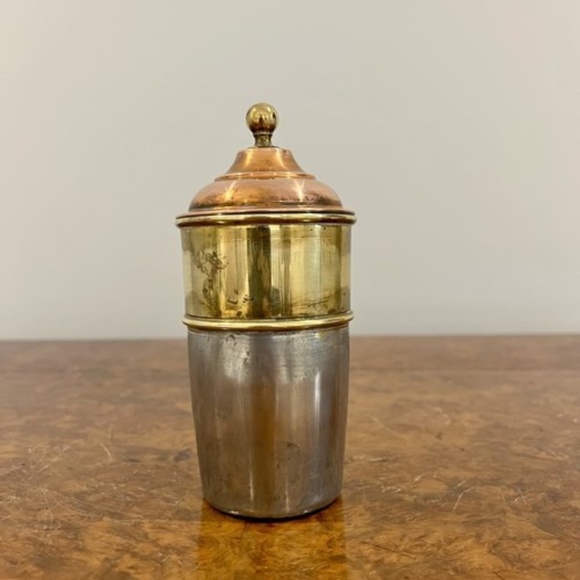 Antique cocktail strainer made with copper, brass , and silver. - used - Picture 10 of 10